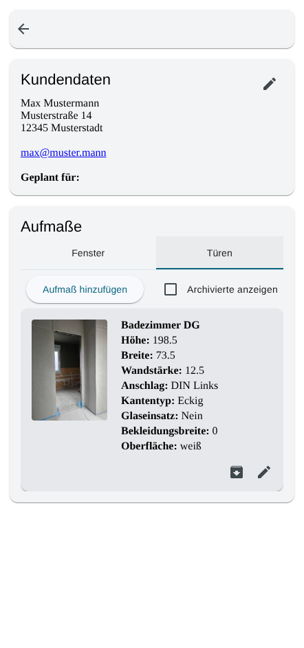 Detailansicht Aufmaß